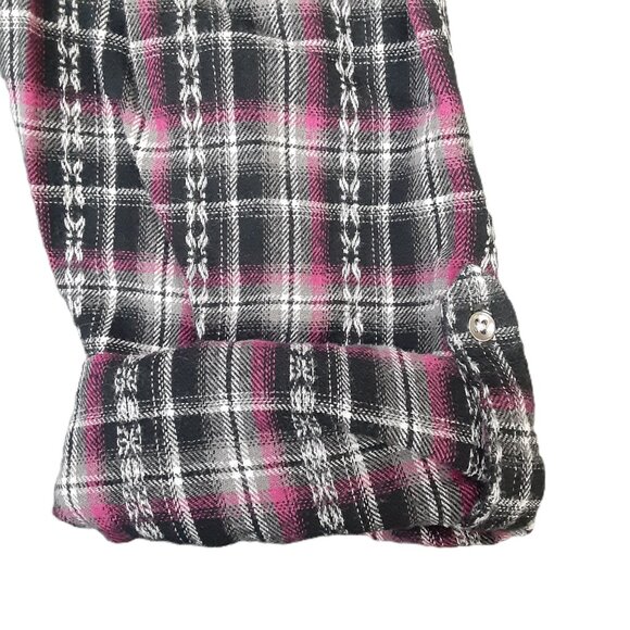 Bit & Bridle Womans Flannel Top XL Snaps 100% Cotton Cowgirl Pockets Western - Picture 5 of 10